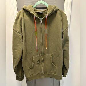 Peloton unisex long length zip up hooded sweatshirt. Size XL